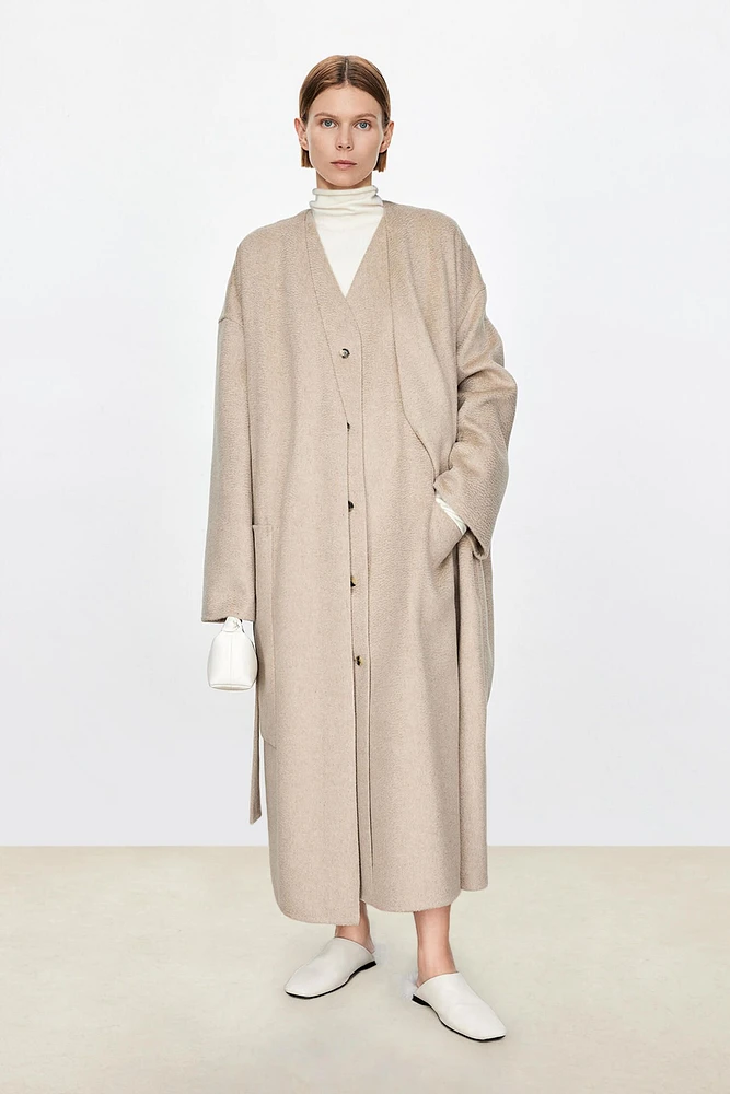 Cashmere & Wool Double-Sided Peaked Lapel Coat