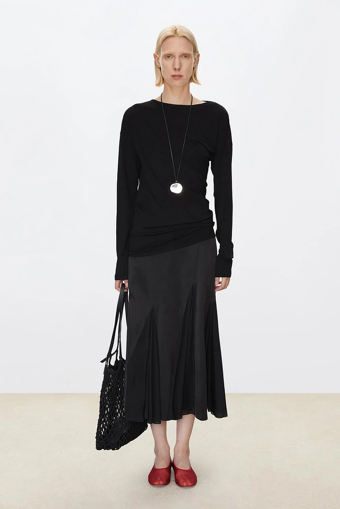 Chiffon Silk Panelled Mermaid Midi Skirt