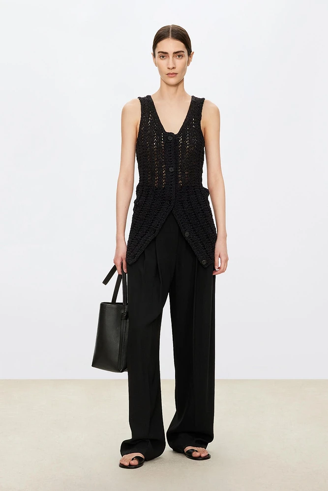 Cotton Openwork Chunky Knit Vest