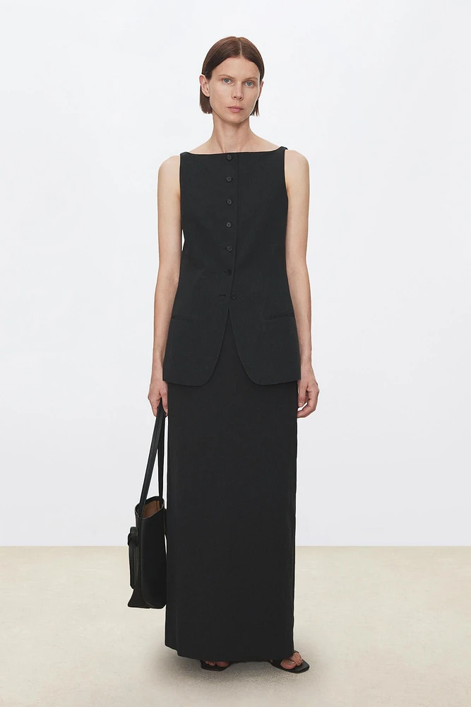 Cotton–Linen Moon Boat-neck Vest