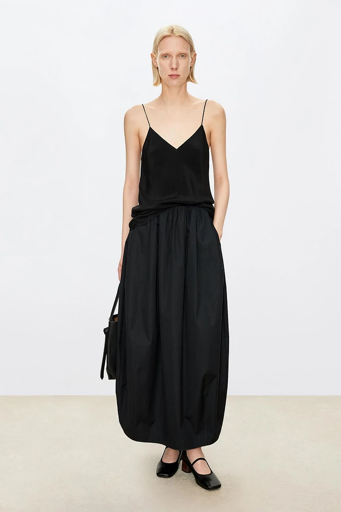 Crinkle Stretch Silk V-Neck Camisole
