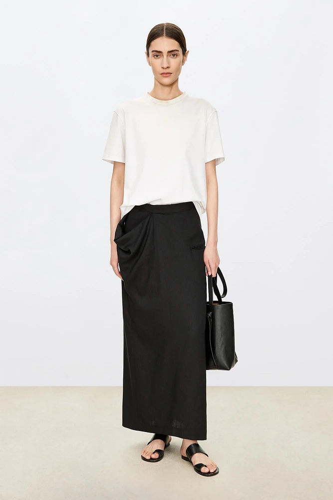 Deconstructed Asymmetric Pure Linen Skirt