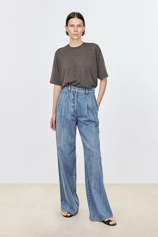 European Cotton Denim Drape Jeans