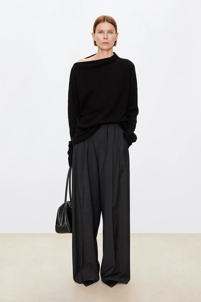 Fine Wool Blend Stretch Waist Trousers