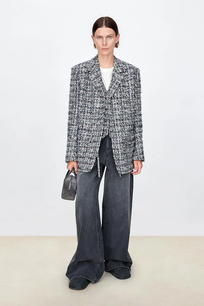 French Tweed Blazer with Drawstring