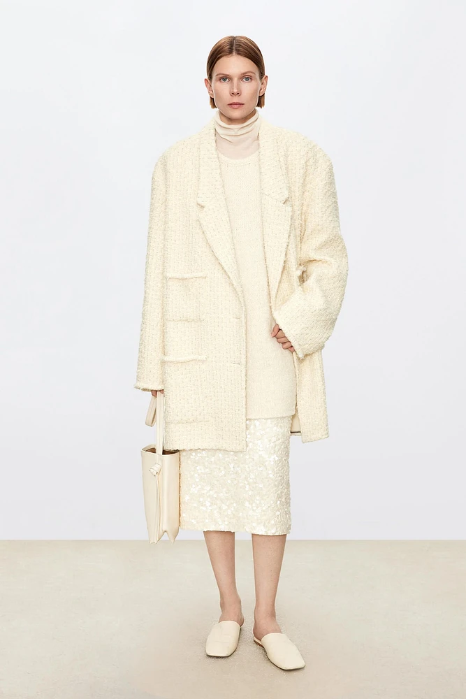 French Wool Tweed Suit Coat Creamy