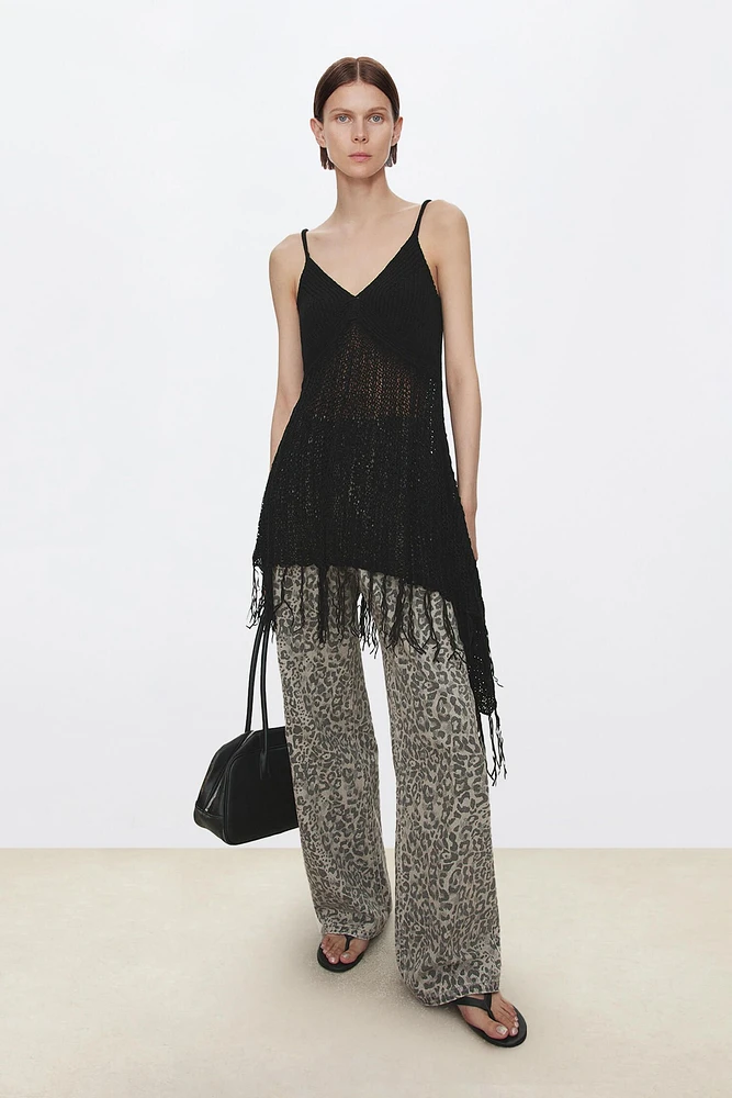 Hand-Crocheted Fringe Linen Cotton Lyocell Cami