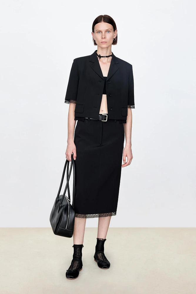 Heavy Crepe Silk Crop Blazer