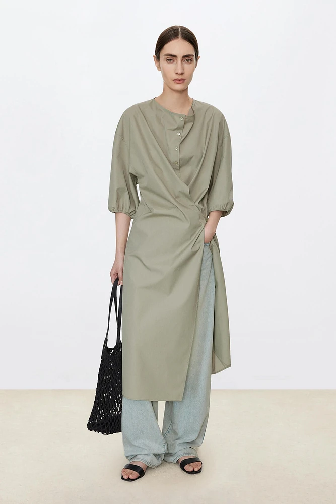 High Density SUPIMA Cotton Slanted Placket Dress