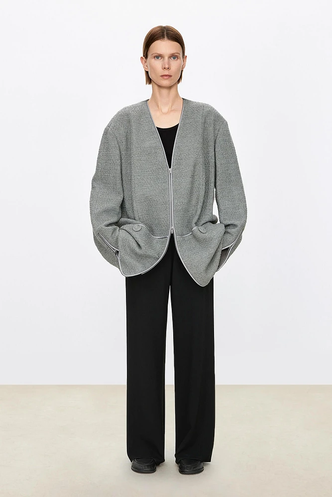 Italian 3D Granular Wool Tweed T-Coat