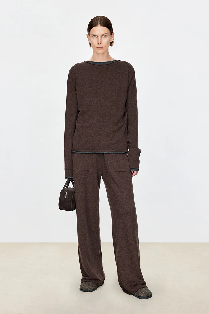 Italian Cashmere Minimalist Rolled-Edge Top
