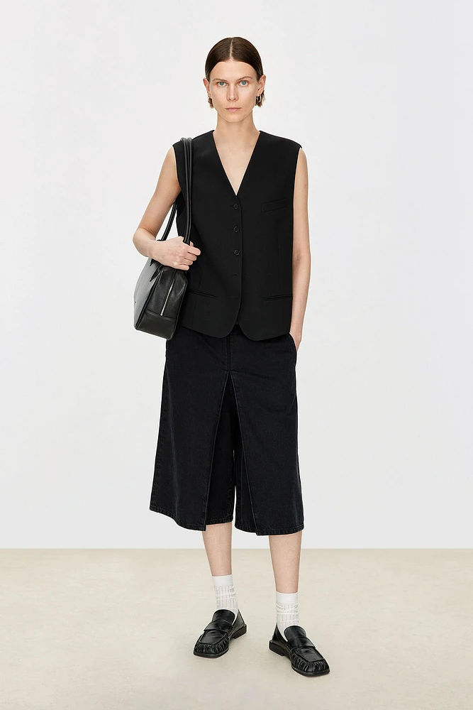 Italian Cotton Denim Pleated Pants