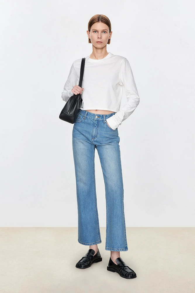 Italian Denim Bootcut Cropped Jeans