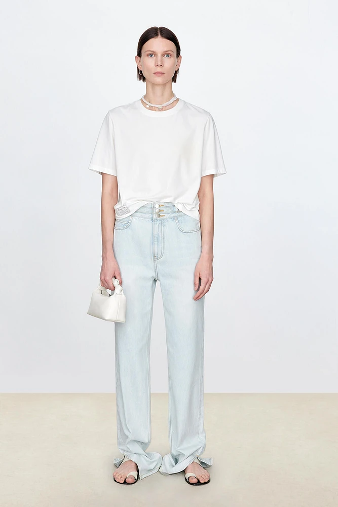 Italian Denim High-Waisted Washed Jeans