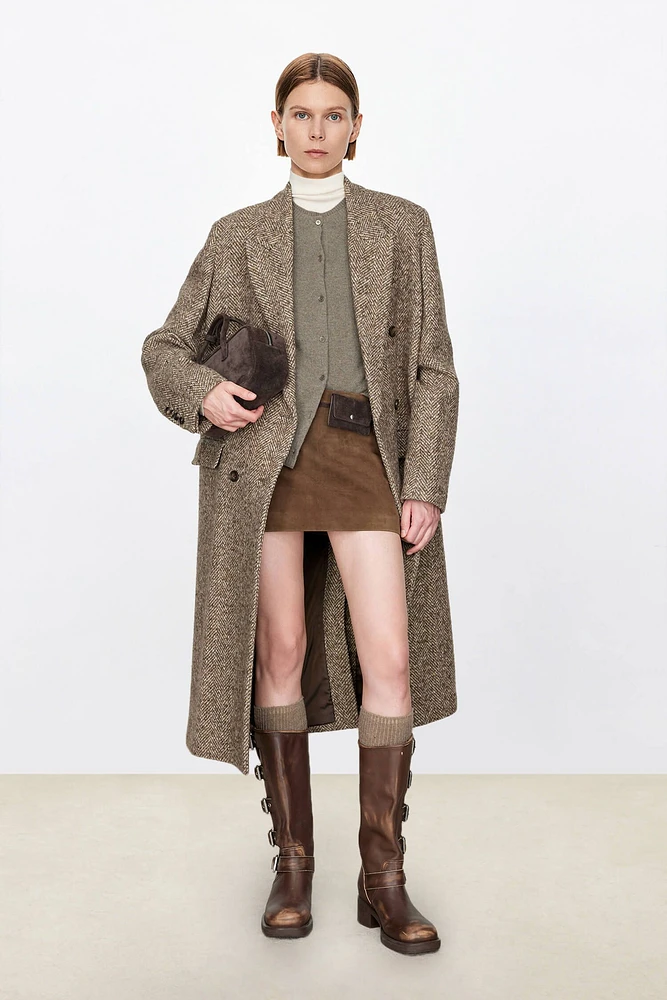 Italian Herringbone Wool Overcoat