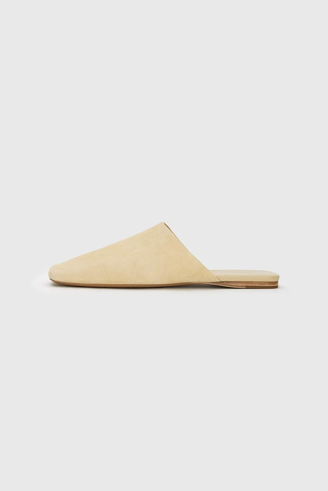 Italian Lambskin Suede Square-Toe Mules