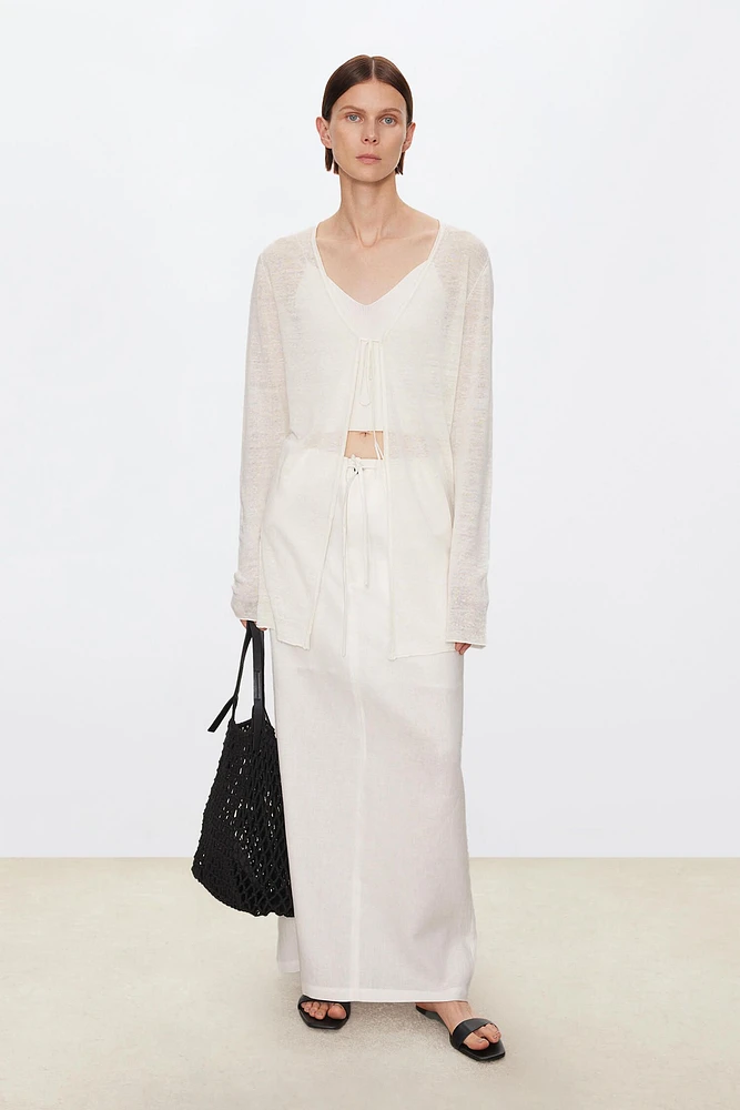 Italian Linen Lightweight Semi-Sheer Long Cardigan