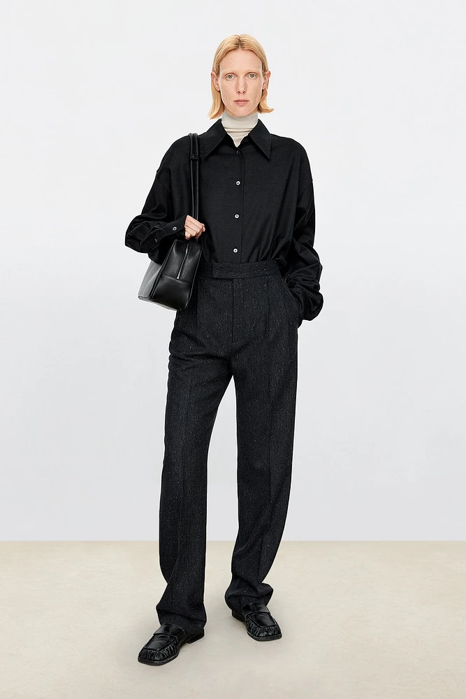 Italian Shimmering Wool Tapered Pants