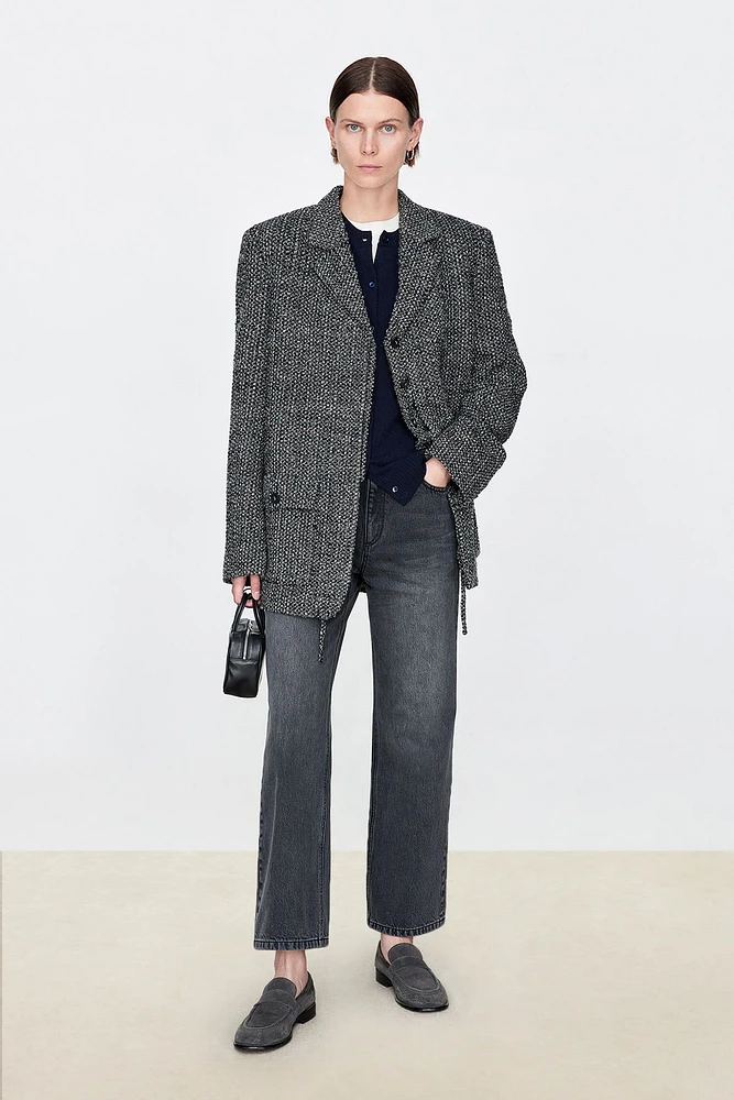 Italian Tweed Blazer with Drawstring