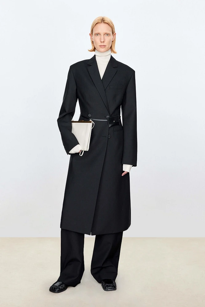 Italian Twill Mohair Wool Long Coat