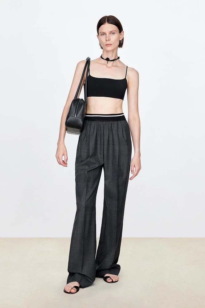 Italian Wool Plaid Straight Pants