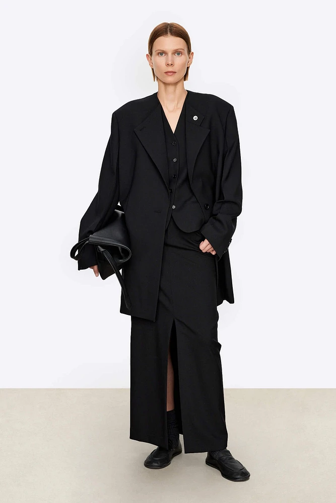 Italian Wool Split-hem Suit Skirt