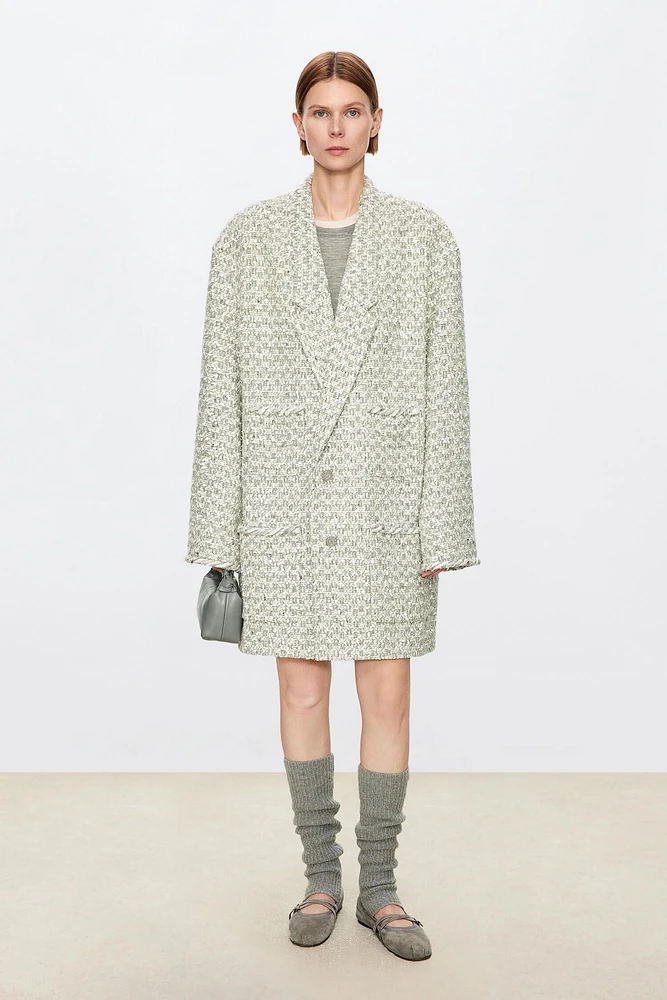 Italian Wool Tweed Suit Coat Glacier Grey