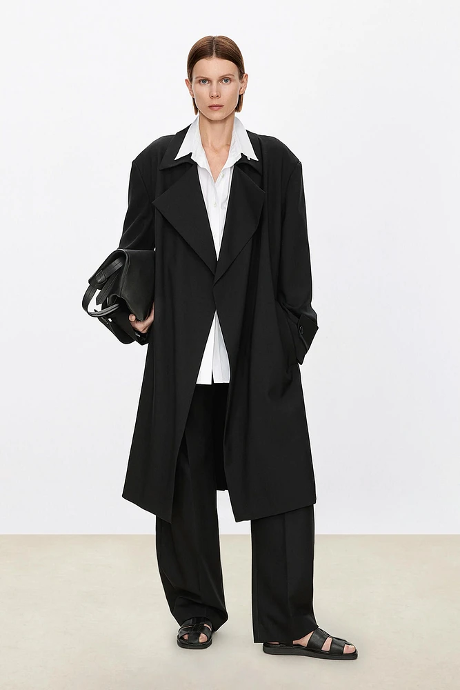 Italian Worsted Wool Lapel Suit-Style Trench Coat