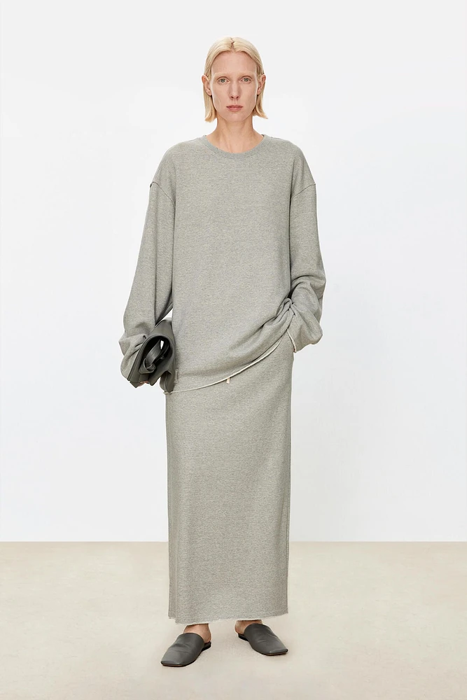 Japanese Long-Sleeve Cotton Hoody with Frayed Edges