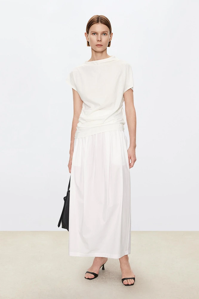 Japanese Soft-Drape Pure Cotton Knit Asymmetrical Top