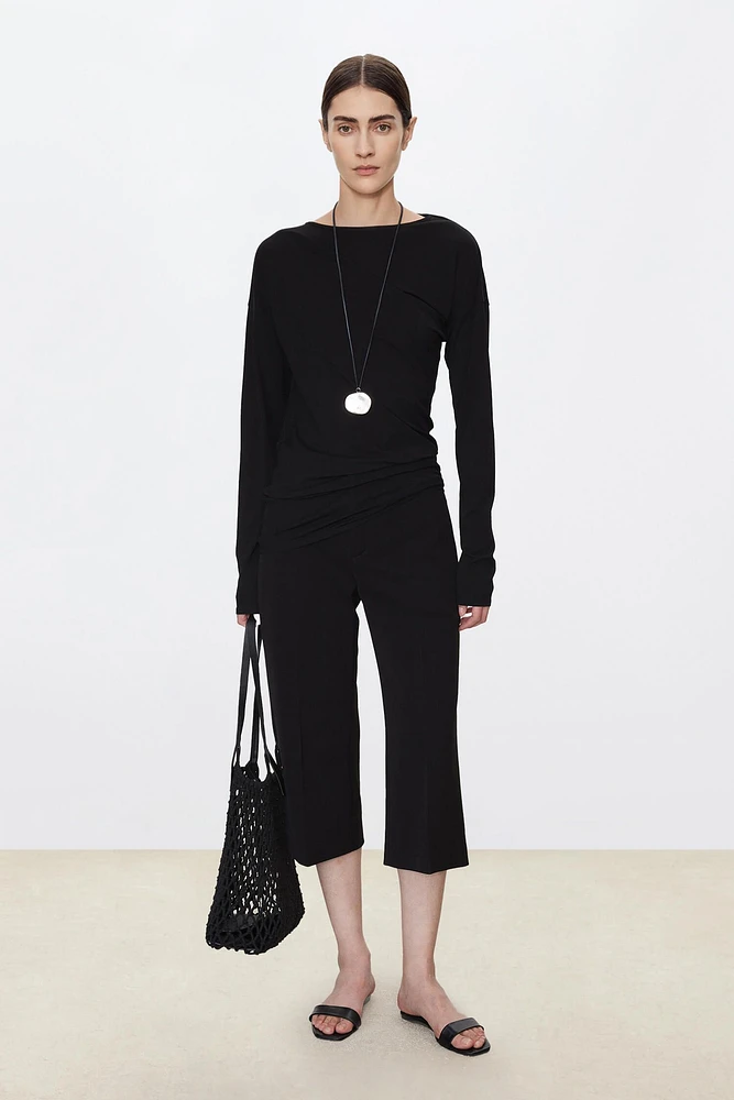 Japanese Triacetate Seven-Length Side-Slit Trousers