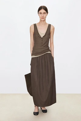 Lightweight Silk-Cotton U-Neck Tank Top