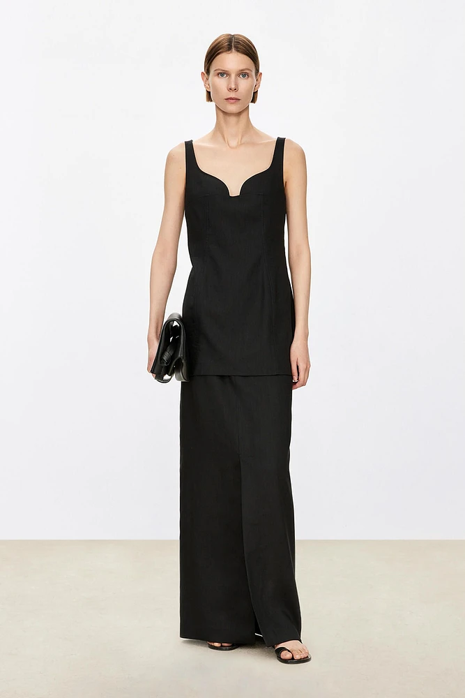 Linen Backless Musical Note Collar Vest