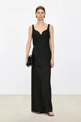 Linen Backless Musical Note Collar Vest