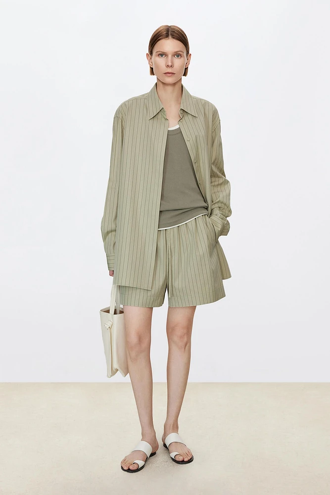 Long Staple Cotton Poplin Striped Oversized Shirt