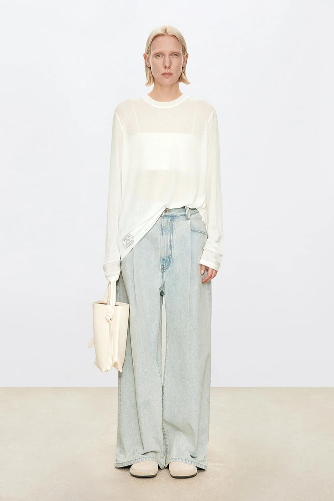 Low-Crotch Pleated Denim