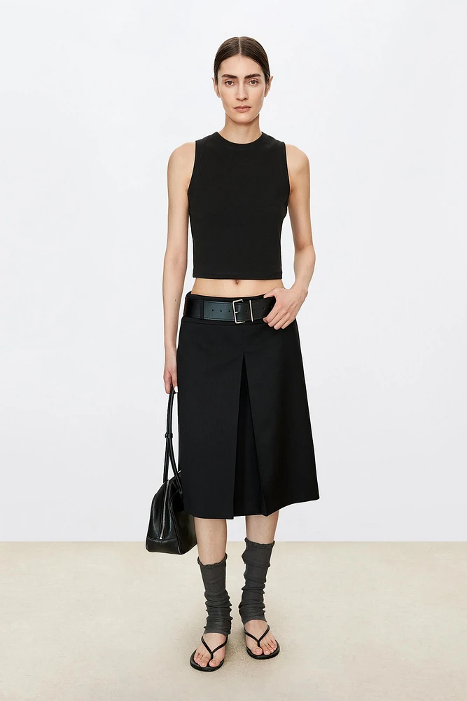 Marzotoo Fine Wool Single Pleat Midi Skirt