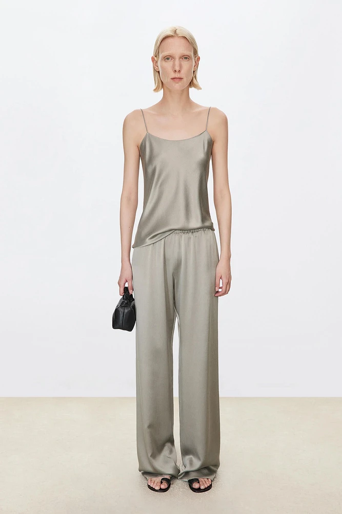 Matte Glossy Sand Washed Silk Trousers