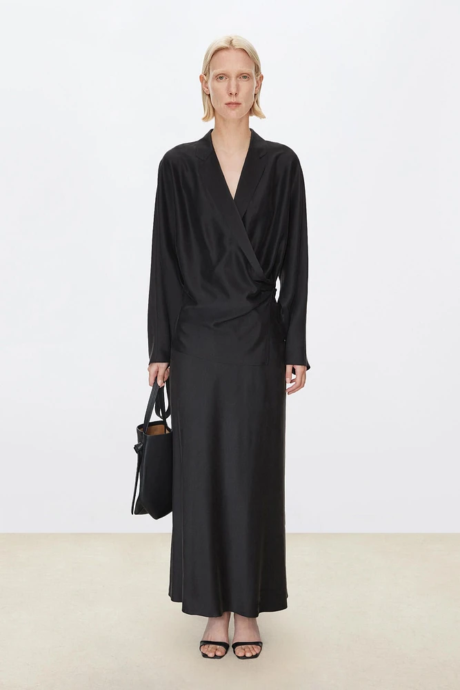 Matte Sand Washed Silk Slant Placket Shirt