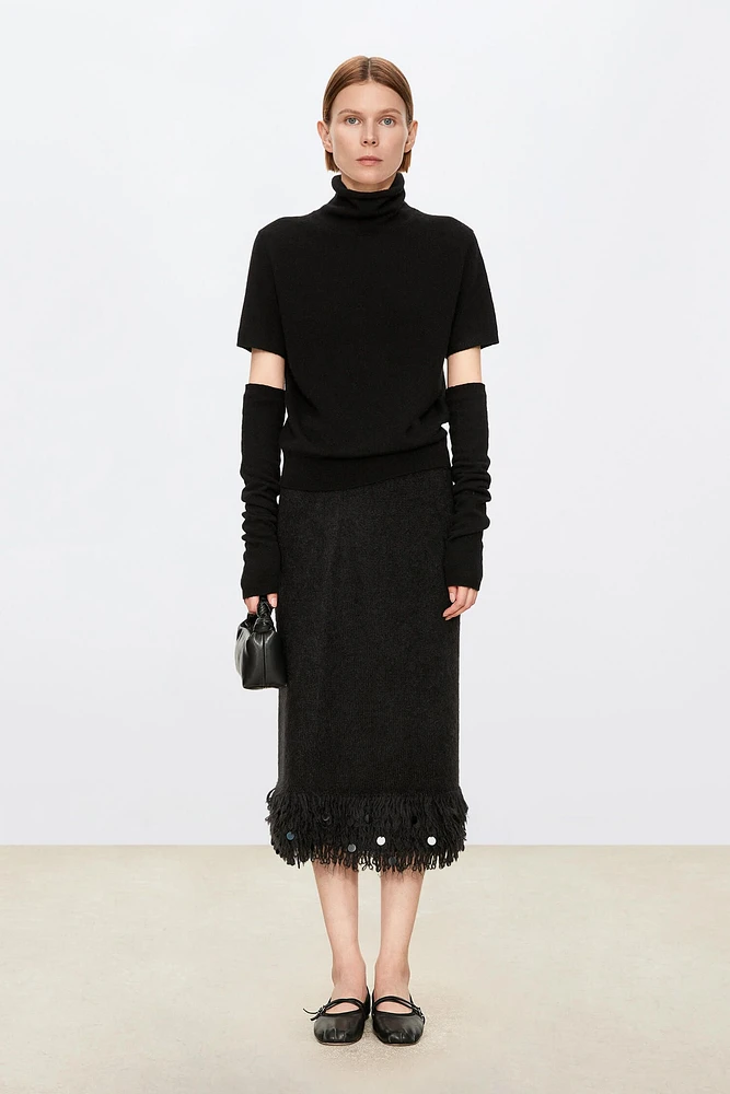 Mulberry Silk Cashmere Turtleneck Short Sleeve