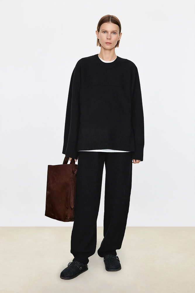 Pure Cashmere Loose Sleeves Round-Neck Sweater