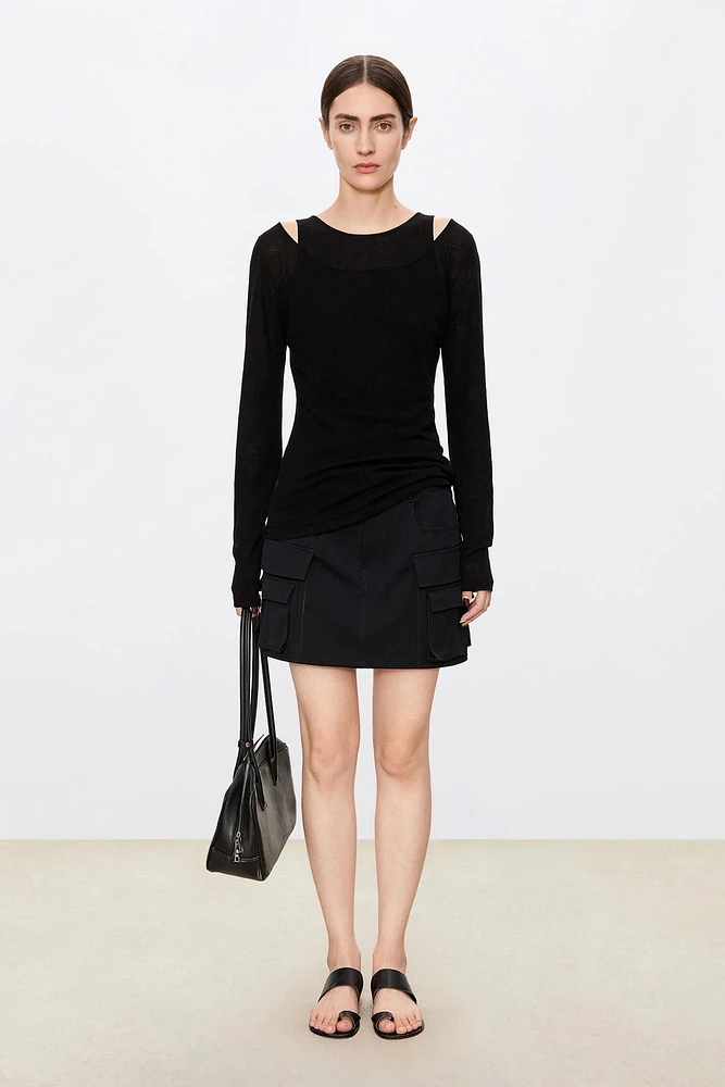 Pure Wool Crew-Neck Long-Sleeve T-Shirt