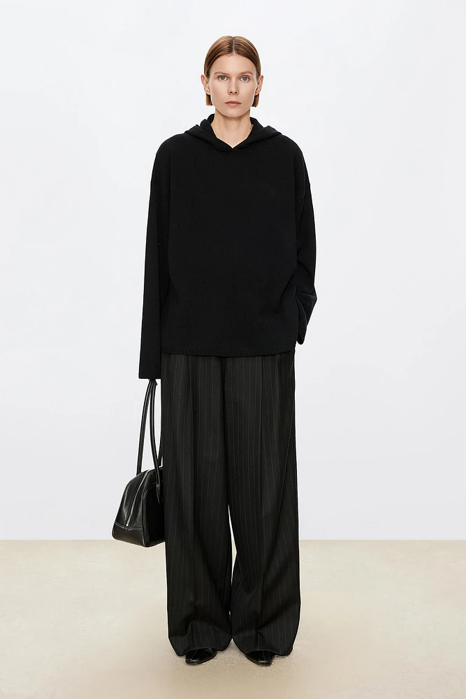 Pure Wool Vertical Striped Straight Trousers