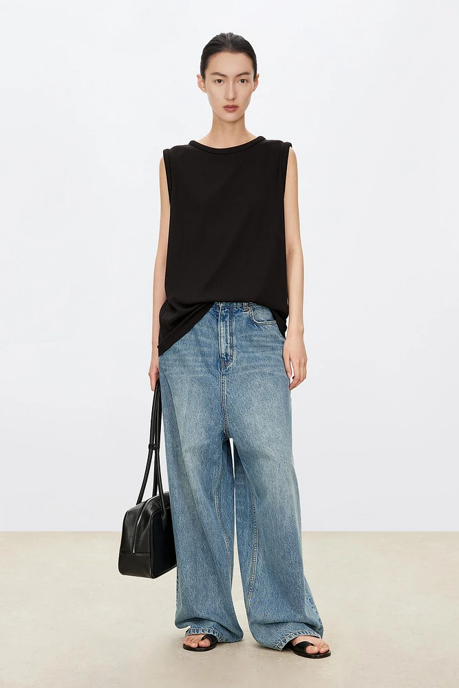 Silk Cotton Ribbed Knit Tank Top