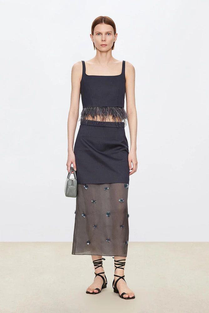 Silk Wool Crinkle Tassel Vest