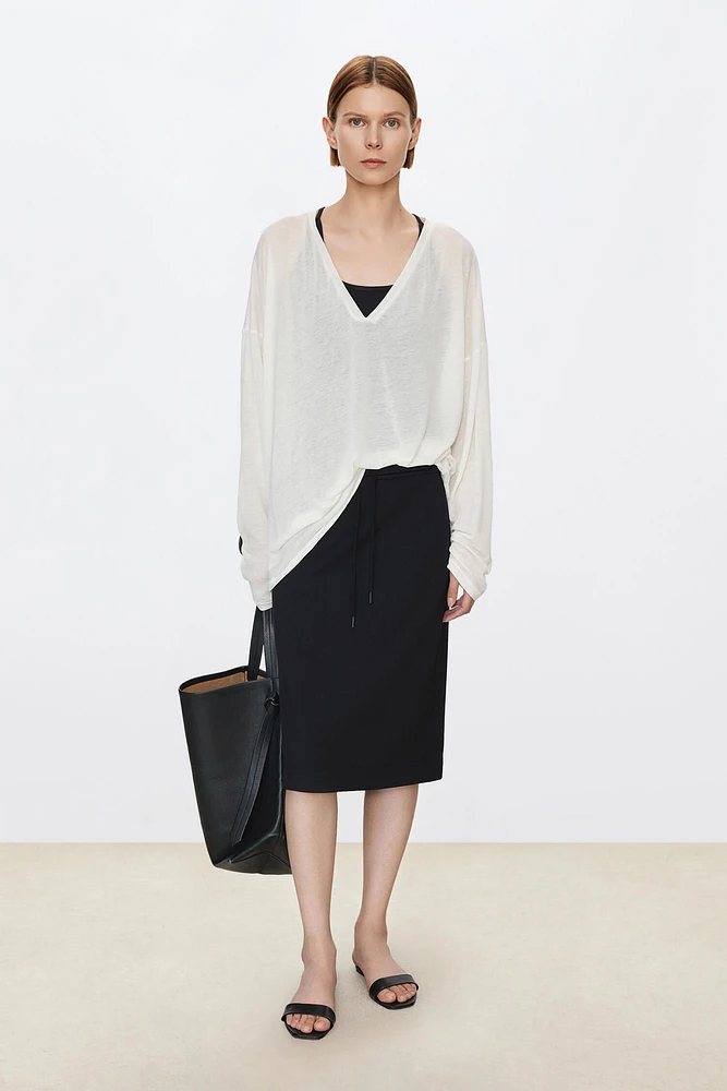Slim Acetate Air Layer Midi Skirt
