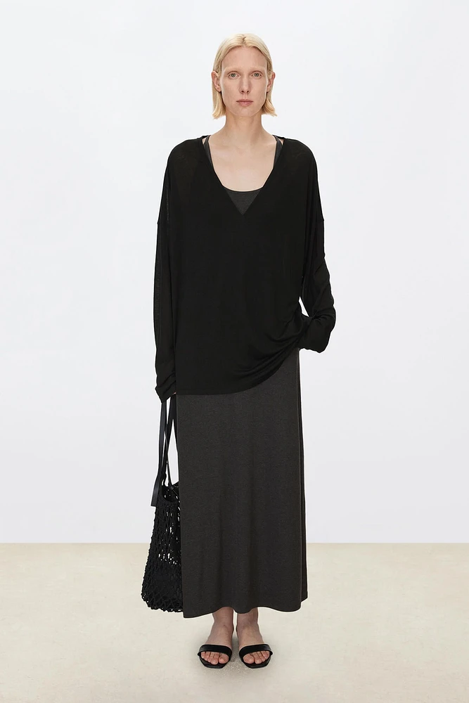 Soft Draping Tencel Wool Knit Top