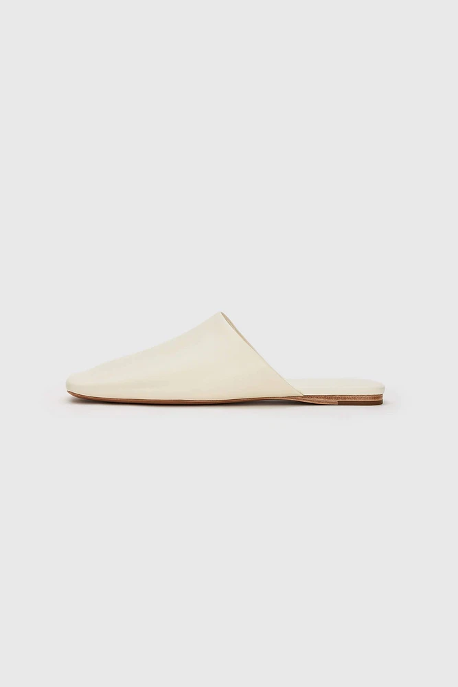 Spanish Lambskin Suede Square-Toe Mules
