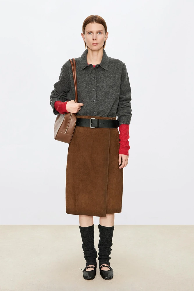 Suede Chamois Wrap Skirt
