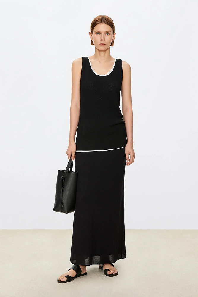U-neck Cotton Linen Long Vest